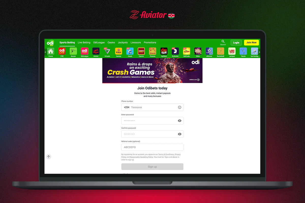 To play Aviator on the Odibets platform, users from Kenya need to create an account